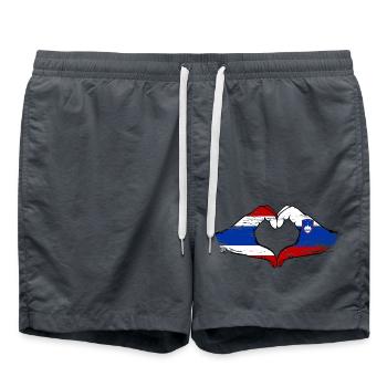 Thailand Slowenien Flagge Hände Herzform used - Badeshorts - Anthrazit - Vorne - AI Model Male 185 light (185cm)