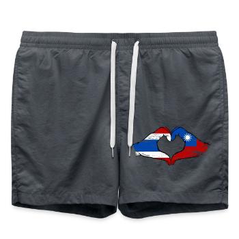 Thailand Taiwan flag hands heart shape used - Swim Trunks - anthracite - Front - AI Model Male 185 light (185cm)