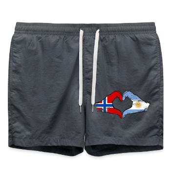 Norway Argentina Flag Hands Heart Shape Used - Swim Trunks - anthracite - Front - AI Model Male 185 light (185cm)