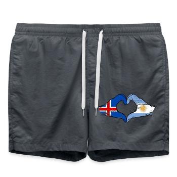 Iceland Argentina flag hands heart shape used - Swim Trunks - anthracite - Front - AI Model Male 185 light (185cm)
