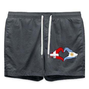Danemark Argentine drapeau mains forme de coeur utilisé - Short de bain - charbon - Devant - AI Model Male 185 light (185cm)