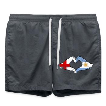 England Argentina flag hands heart shape used - Swim Trunks - anthracite - Front - AI Model Male 185 light (185cm)