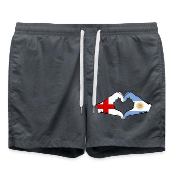 Angleterre Argentine Drapeau Mains Coeur Forme - Short de bain - charbon - Devant - AI Model Male 185 light (185cm)