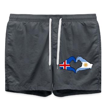 Islande Argentine Drapeau Mains Coeur Forme - Short de bain - charbon - Devant - AI Model Male 185 light (185cm)