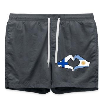 Finlande Argentine Drapeau Mains Coeur Forme - Short de bain - charbon - Devant - AI Model Male 185 light (185cm)