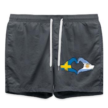 Sweden Argentina flag hands heart shape used - Swim Trunks - anthracite - Front - AI Model Male 185 light (185cm)
