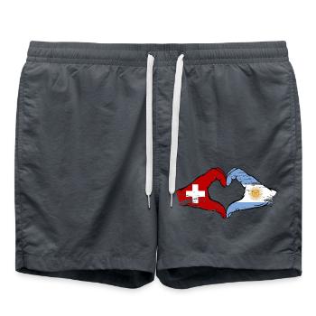 Suisse Argentine Drapeau Mains Coeur Forme Utilisé - Short de bain - charbon - Devant - AI Model Male 185 light (185cm)
