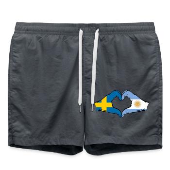 Schweden Argentinien Flagge Hände Herzform - Badeshorts - Anthrazit - Vorne - AI Model Male 185 light (185cm)