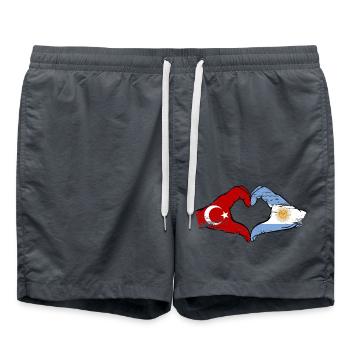 Turquie Argentine Drapeau Mains Coeur Forme Utilisé - Short de bain - charbon - Devant - AI Model Male 185 light (185cm)