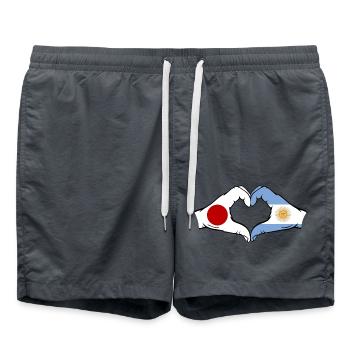 Japon Argentine Drapeau Mains Coeur Forme - Short de bain - charbon - Devant - AI Model Male 185 light (185cm)