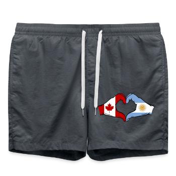 Canada Argentine Drapeau Mains Coeur Forme - Short de bain - charbon - Devant - AI Model Male 185 light (185cm)