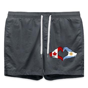 Canada Argentine drapeau mains forme de coeur utilisé - Short de bain - charbon - Devant - AI Model Male 185 light (185cm)