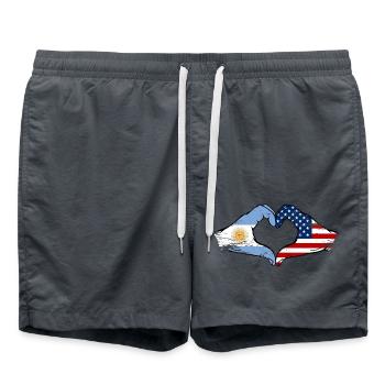 Argentina USA Flag Hands Heart Shape Used - Swim Trunks - anthracite - Front - AI Model Male 185 light (185cm)