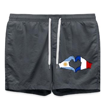 Argentine France Drapeau Mains Coeur Forme - Short de bain - charbon - Devant - AI Model Male 185 light (185cm)
