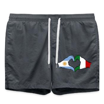 Argentine Italie Drapeau Mains Coeur Forme - Short de bain - charbon - Devant - AI Model Male 185 light (185cm)