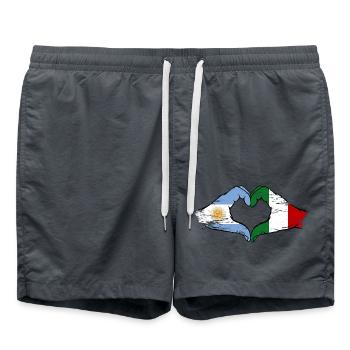 Argentina Italy Flag Hands Heart Shape Used - Swim Trunks - anthracite - Front - AI Model Male 185 light (185cm)