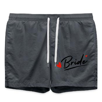 bride cœurs - cadeau la mariée - Short de bain - charbon - Devant - AI Model Male 185 light (185cm)