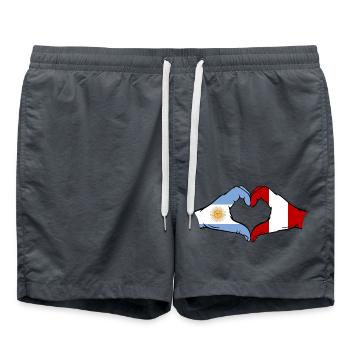 Argentinien Peru Flagge Hände Herzform - Badeshorts - Anthrazit - Vorne - AI Model Male 185 light (185cm)