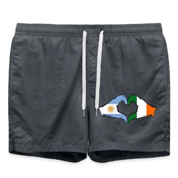 Argentinien Irland Flagge Hände Herzform - Badeshorts - Anthrazit - Vorne - AI Model Male 185 light (185cm)