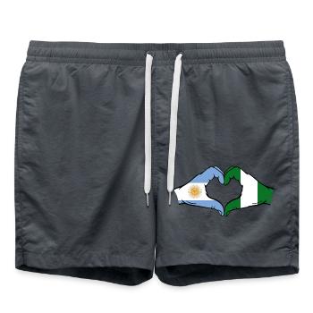 Argentinien Nigeria Flagge Hände Herzform - Badeshorts - Anthrazit - Vorne - AI Model Male 185 light (185cm)