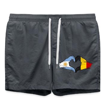 Argentina Belgium Flag Hands Heart Shape Used - Swim Trunks - anthracite - Front - AI Model Male 185 light (185cm)