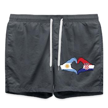 Argentine Croatie Drapeau Mains Coeur Forme Utilisé - Short de bain - charbon - Devant - AI Model Male 185 light (185cm)