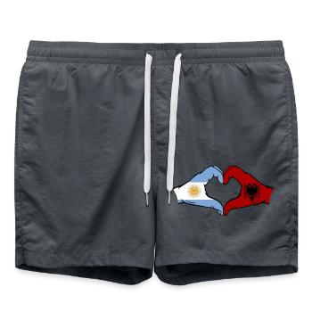 Argentinien Albanien Flagge Hände Herzform - Badeshorts - Anthrazit - Vorne - AI Model Male 185 light (185cm)