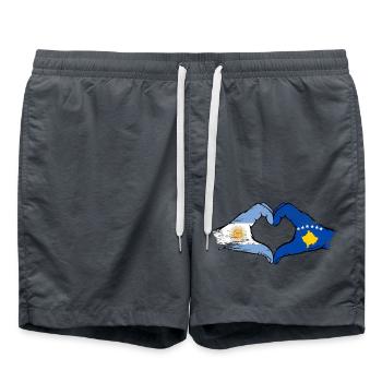 Argentinien Kosovo Flagge Hände Herzform used - Badeshorts - Anthrazit - Vorne - AI Model Male 185 light (185cm)