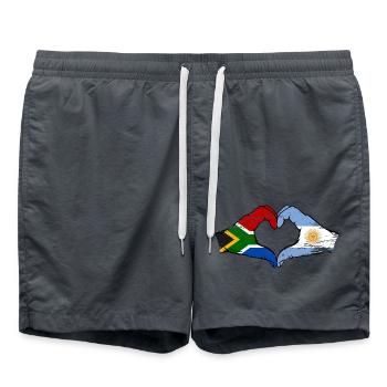 South Africa Argentina Flag Hands Heart Shape Used - Swim Trunks - anthracite - Front - AI Model Male 185 light (185cm)