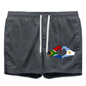 Südafrika Argentinien Flagge Hände Herzform - Badeshorts - Anthrazit - Vorne - AI Model Male 185 light (185cm)