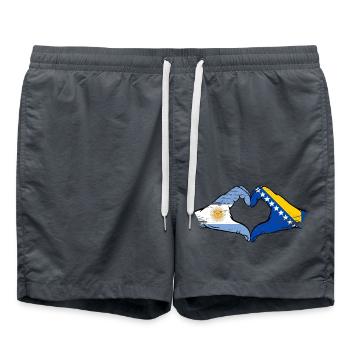 Argentina Bosnia Flag Hands Heart Shape Used - Swim Trunks - anthracite - Front - AI Model Male 185 light (185cm)