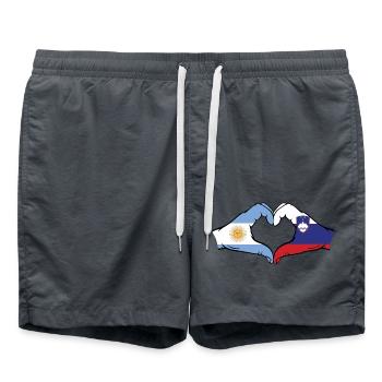 Argentinien Slowenien Flagge Hände Herzform - Badeshorts - Anthrazit - Vorne - AI Model Male 185 light (185cm)