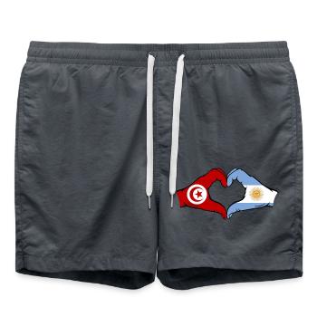 Tunesien Argentinien Flagge Hände Herzform - Badeshorts - Anthrazit - Vorne - AI Model Male 185 light (185cm)