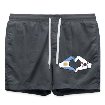 Argentine Corée du Sud Drapeau Mains Coeur Forme - Short de bain - charbon - Devant - AI Model Male 185 light (185cm)