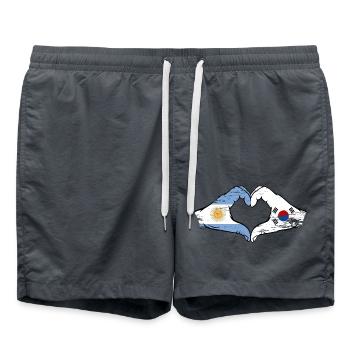 Argentine Corée du Sud Drapeau Mains Coeur Forme Utilisé - Short de bain - charbon - Devant - AI Model Male 185 light (185cm)