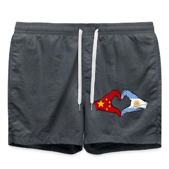 China Argentina Flag Hands Heart Shape Used - Swim Trunks - anthracite - Front - AI Model Male 185 light (185cm)