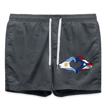 Argentina Puerto Rica Flag Hands Heart Shape Used - Swim Trunks - anthracite - Front - AI Model Male 185 light (185cm)