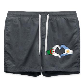 Algeria Argentina flag hands heart shape used - Swim Trunks - anthracite - Front - AI Model Male 185 light (185cm)
