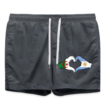 Algérie Argentine Drapeau Mains Coeur Forme - Short de bain - charbon - Devant - AI Model Male 185 light (185cm)