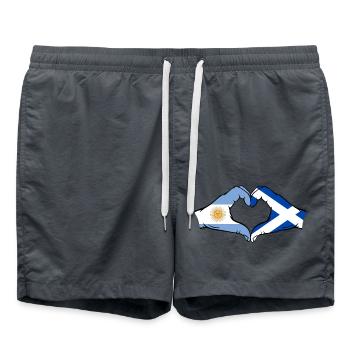 Argentine Ecosse Drapeau Mains Coeur Forme - Short de bain - charbon - Devant - AI Model Male 185 light (185cm)