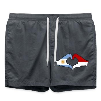 Argentine Indonésie Drapeau Mains Coeur Forme - Short de bain - charbon - Devant - AI Model Male 185 light (185cm)