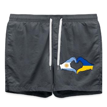 Argentinien Ukraine Flagge Hände Herzform - Badeshorts - Anthrazit - Vorne - AI Model Male 185 light (185cm)