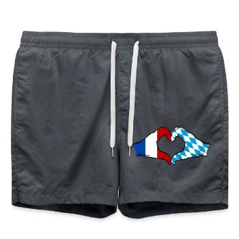 France Bavaroise Drapeau Mains Coeur Forme - Short de bain - charbon - Devant - AI Model Male 185 light (185cm)