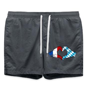 France Bavaria Flag Hands Heart Shape Used - Swim Trunks - anthracite - Front - AI Model Male 185 light (185cm)