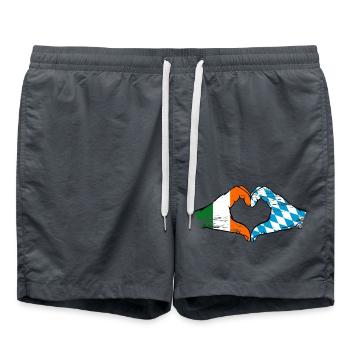 Irlande Bavière drapeau mains coeur utilisé - Short de bain - charbon - Devant - AI Model Male 185 light (185cm)
