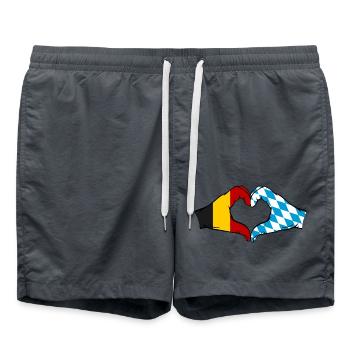 Belgique Bavière drapeau mains coeur - Short de bain - charbon - Devant - AI Model Male 185 light (185cm)
