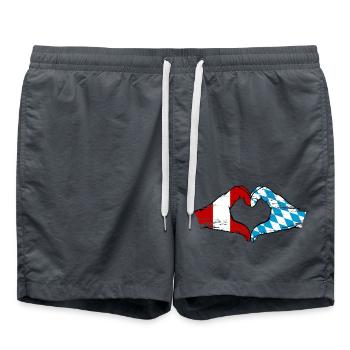 Pérou Bavière drapeau mains forme de coeur utilisé - Short de bain - charbon - Devant - AI Model Male 185 light (185cm)