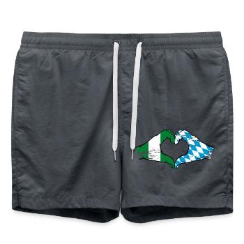Nigeria Bavaria Flag Hands Heart Shape Used - Swim Trunks - anthracite - Front - AI Model Male 185 light (185cm)