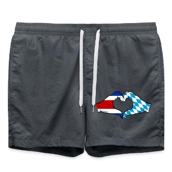Costa Rica Bayern Flagge Hände Herzform - Badeshorts - Anthrazit - Vorne - AI Model Male 185 light (185cm)