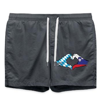 Bavaria Slovenia Flag Hands Heart Shape Used - Swim Trunks - anthracite - Front - AI Model Male 185 light (185cm)